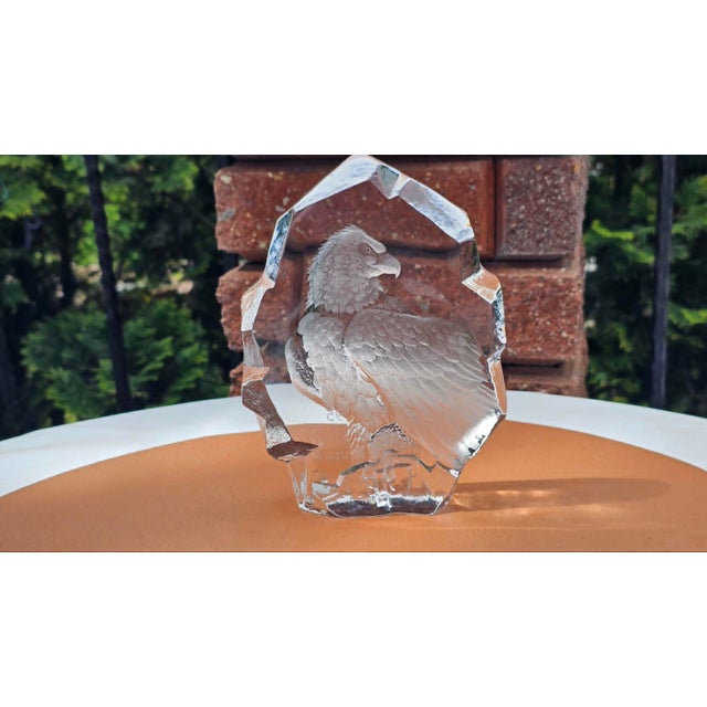 Glass Sculpture, Eagle, Mats Jonasson, on the Back a Sticker and the Inscription 1995, Sweden, 1990s For Sale - Image 10 of 10