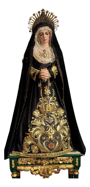 16th Century Castilian Virgin of Sorrow with 18th Century Silver Crown