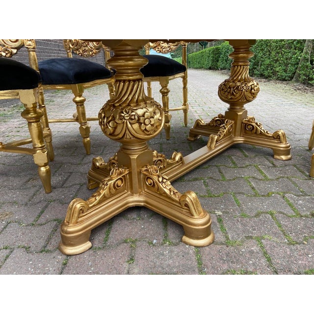 1970 Italian Artisan Baroque Gold Beech Dining Table For Sale - Image 9 of 10