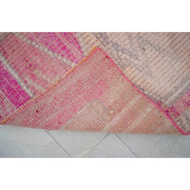 Vintage Turkish Hand-Knotted Runner Rug Pink Hallway Kitchen Decor - 2′10″ × 8′8″ For Sale - Image 12 of 13