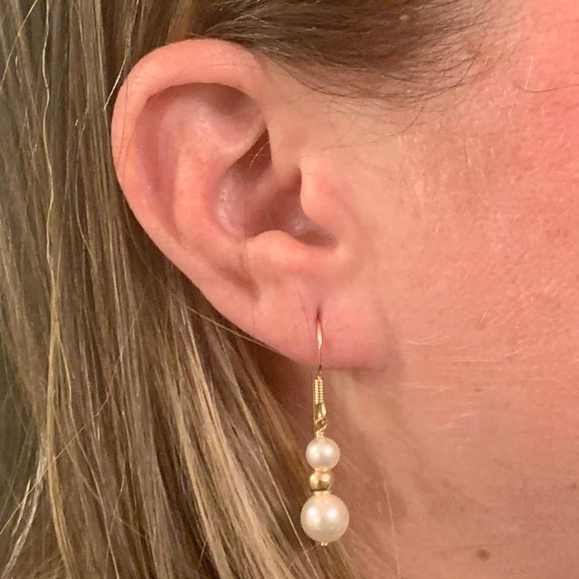 Akoya Pearl Earrings 14 Karat Gold Certified For Sale - Image 13 of 17