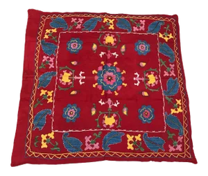 Vintage Red Suzani Square Table Cloth