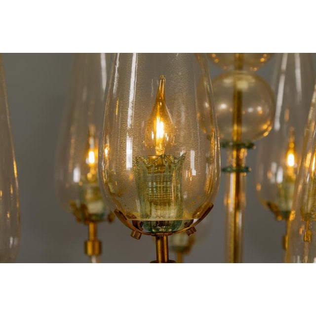Italian Murano Glass Eight-Light Chandelier with Golden Accents, 1970s For Sale - Image 14 of 18