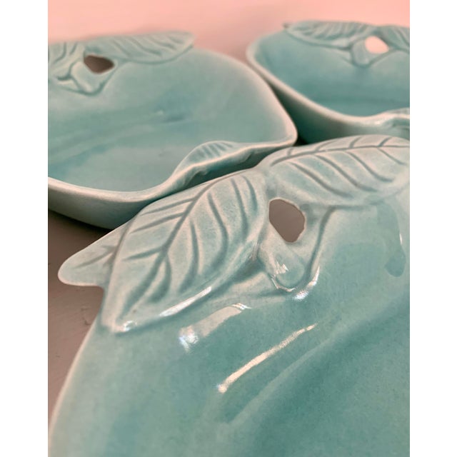 California Pottery Vintage Hoenig Teal Apple Dishes -Set of 4 For Sale - Image 4 of 5