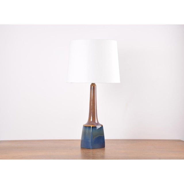Modern Danish Table Lamp with Blue Brown Glaze from Søholm Stentøj, 1960s For Sale - Image 3 of 12