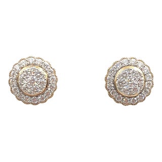 1.50 Ct Cluster Diamond Earrings - 2 Pieces For Sale