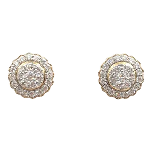 1.50 Ct Cluster Diamond Earrings - 2 Pieces