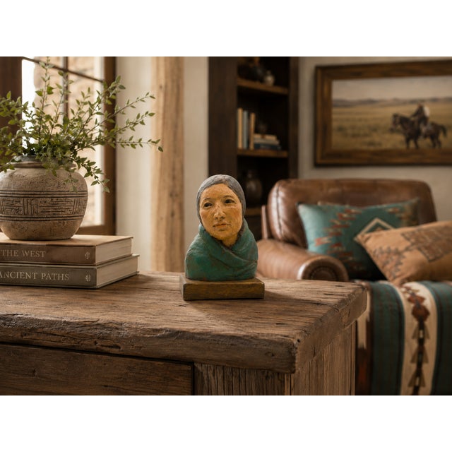 Bust of a Native American Woman With Shawl - Robert Lohman, C. 1995 For Sale - Image 11 of 12
