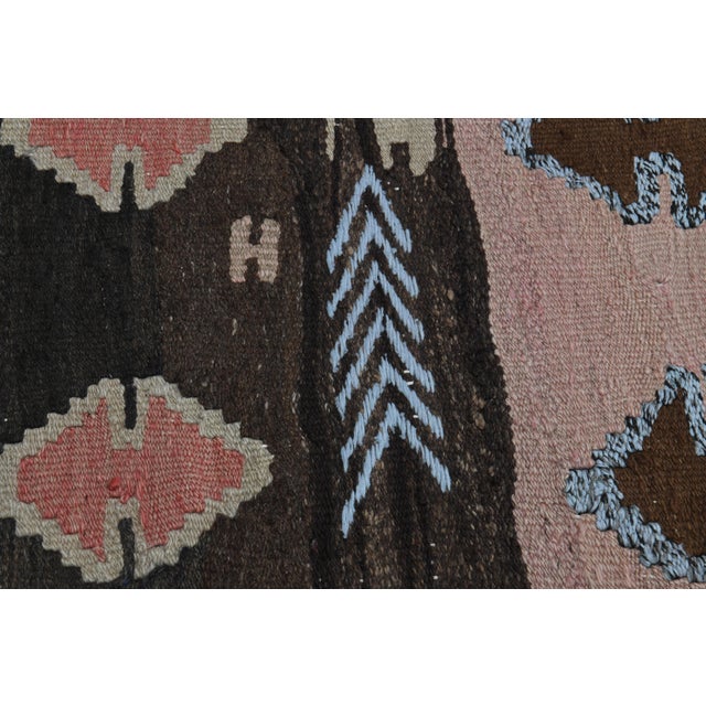 1970s Vintage Turkish Oushak Handmade Wool Cotton Pink Kilim Runner Rug For Sale In San Francisco - Image 6 of 11