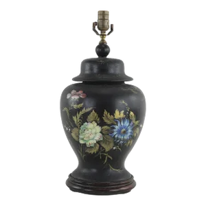 Vintage Hand-Painted Porcelain Chinese Style Jar Table Lamp
