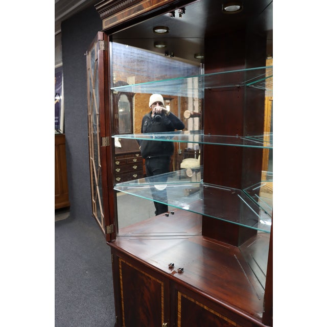 Stickley Mahogany Corner Cabinet With Glass Doors For Sale - Image 9 of 17