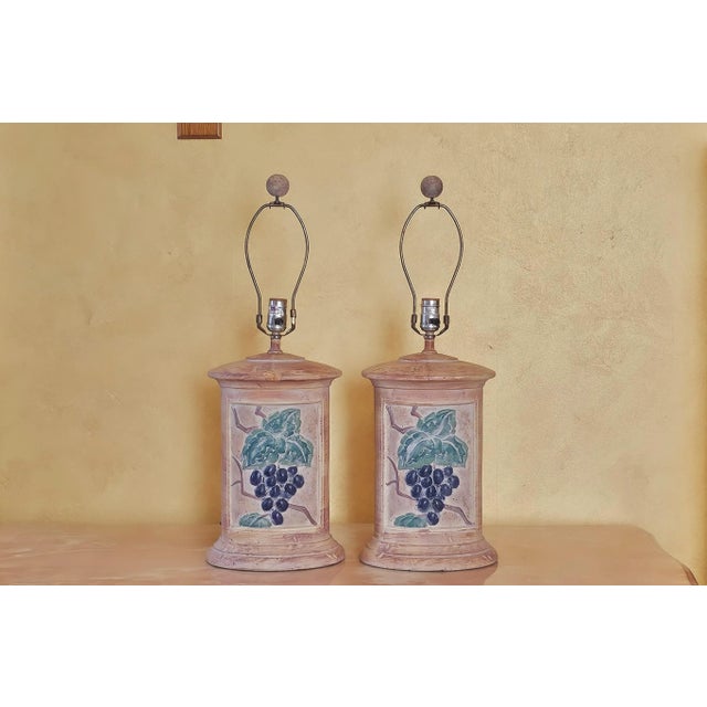 Hollywood Regency Sienna Table Lamps Featuring Grapes, a Pair For Sale - Image 11 of 12