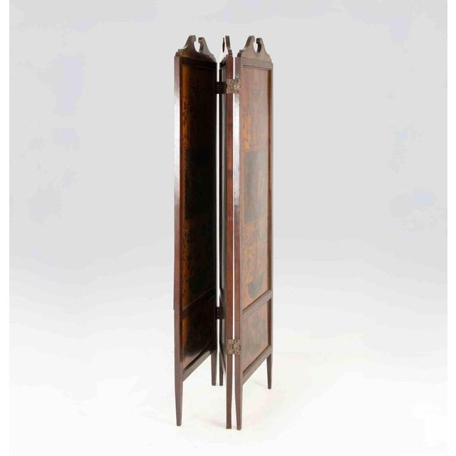 Brown Neoclassical Three Panel Screen, Italy, 18th Century For Sale - Image 8 of 10