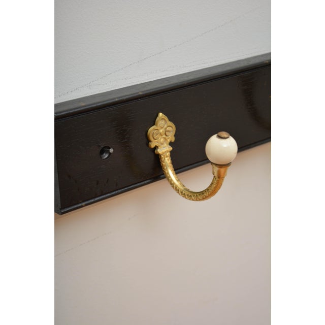 Gold Ebonised Brass and Ceramic Coat Hooks, 1880, Set of 2 For Sale - Image 8 of 18