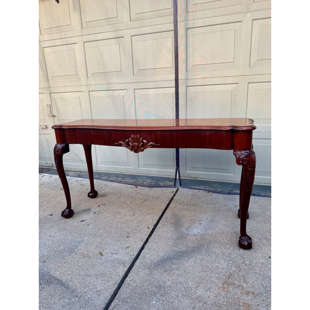 1990s Henkel Harris Chippendale Ball & Claw Carved Mahogany Console For Sale - Image 9 of 10