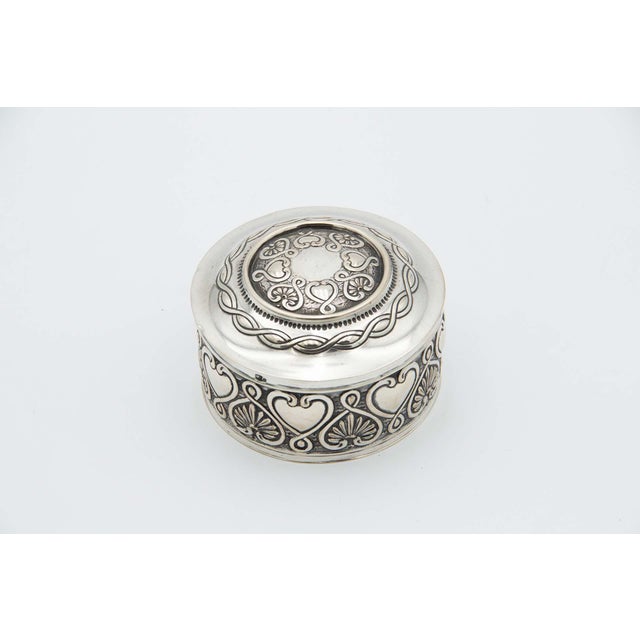 Vintage Cylindrical Silver Box For Sale - Image 4 of 4