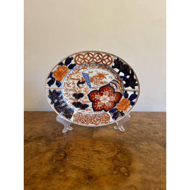 Antique Japanese Oval Imari Plate, 1900s For Sale - Image 4 of 6