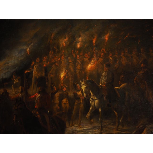 Napoleon and His Troops, a Large Antique Oil on Canvas Painting, 96.5 X 78 In For Sale - Image 9 of 18