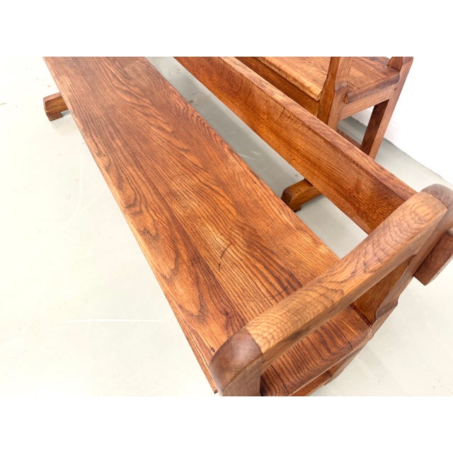 Vintage Oak Community Benches, 1950s, Set of 2 For Sale - Image 17 of 18