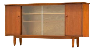 1960s Slim Mid Century Teak China Entryway Cabinet