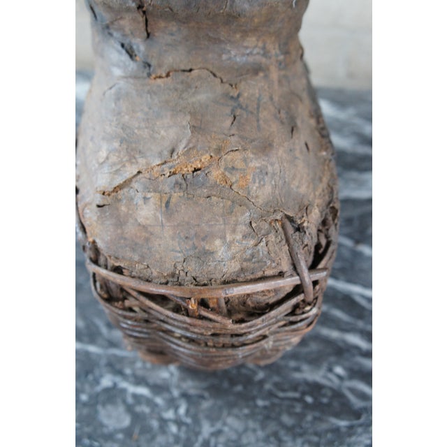 Wood Early 20th Century Antique Chinese Woven Willow Oil Container For Sale - Image 7 of 10