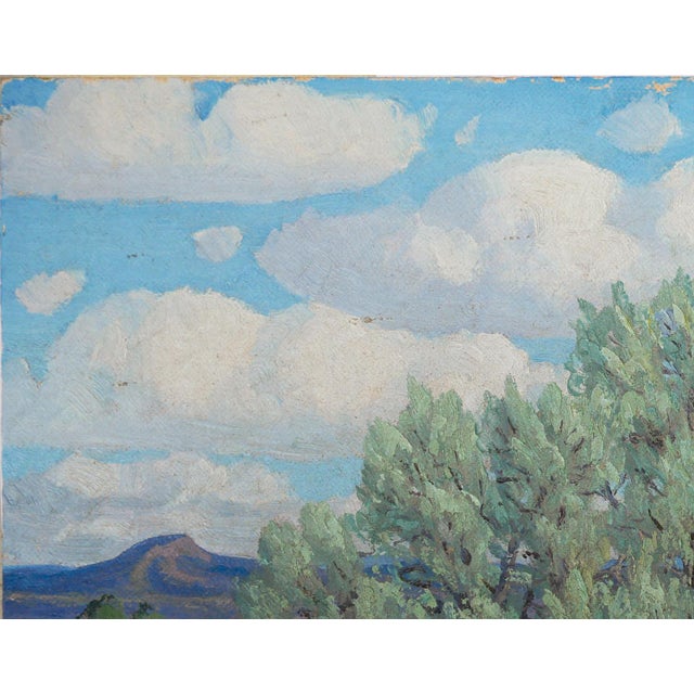 Fred Darge Green, Yellow, and Blue Abstract Impressionist Western Desert Landscape, Mid-20th Century For Sale In Houston - Image 6 of 12