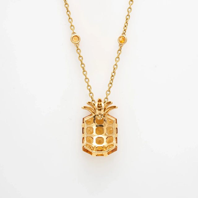 Contemporary Citrine Pineapple 18k Yellow Gold 22" Chain Necklace For Sale - Image 3 of 4
