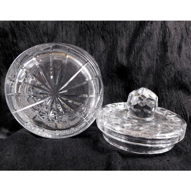 1970s Cut Crystal Biscuit Jar With Lid For Sale - Image 4 of 5