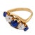 Traditional 1910s Edwardian Sapphire Diamond 18k Yellow Gold Five Stone Ring, Size 6 For Sale - Image 3 of 6