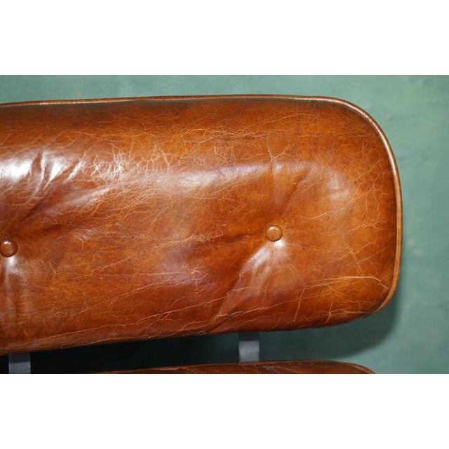 Brown Set of Brown Leather Lounge Armchair and Ottoman with Bentwood Frame from Artsome For Sale - Image 8 of 18
