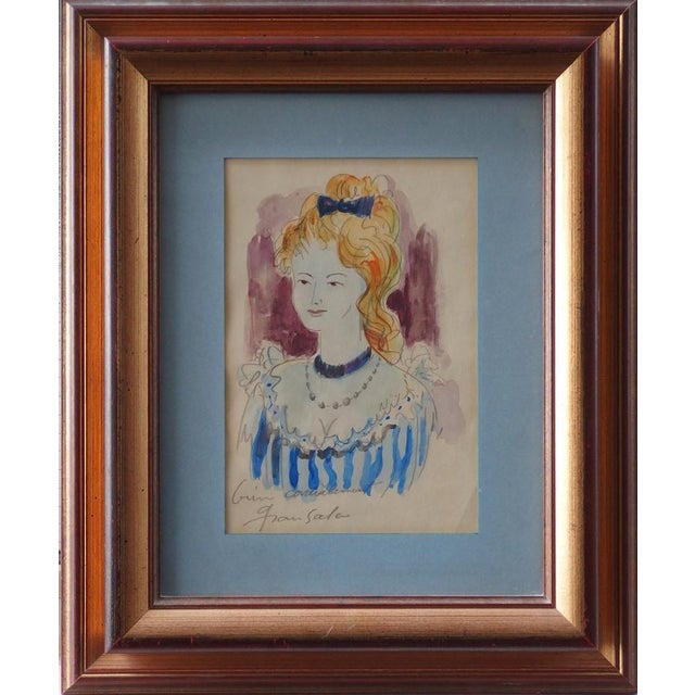 Emilio GRAU SALA Young blonde woman Original watercolour on watercolour paper Signed bottom left with a small expedition...
