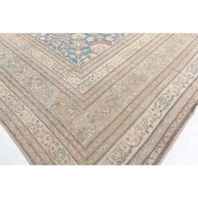 High-quality Vintage Persian Khorassan Green Handmade Wool Rug For Sale - Image 10 of 10