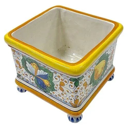 Brighten up any space with this vintage Deruta-style Italian ceramic cachepot decorated with exotic flowers. Marked: "Made...