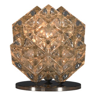 Eclisse Table Lamp in Glass and Chrome by Albano Poli for Poliarte, 1968 For Sale