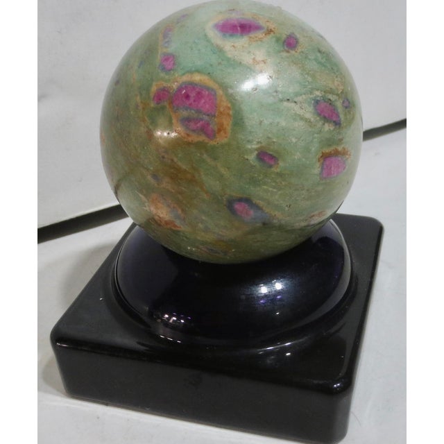 Contemporary Mineral Specimen Sphere on Amthyest Glass Stand For Sale - Image 3 of 10