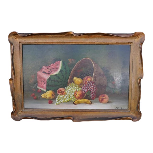 1910s Still Life of Fruit by Mabel Lemos, Oil on Canvas For Sale