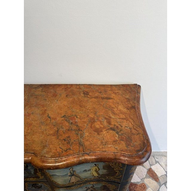 Brown Carved, Lacquered and Painted Chest of Drawers, Sicily, 1700s For Sale - Image 8 of 18