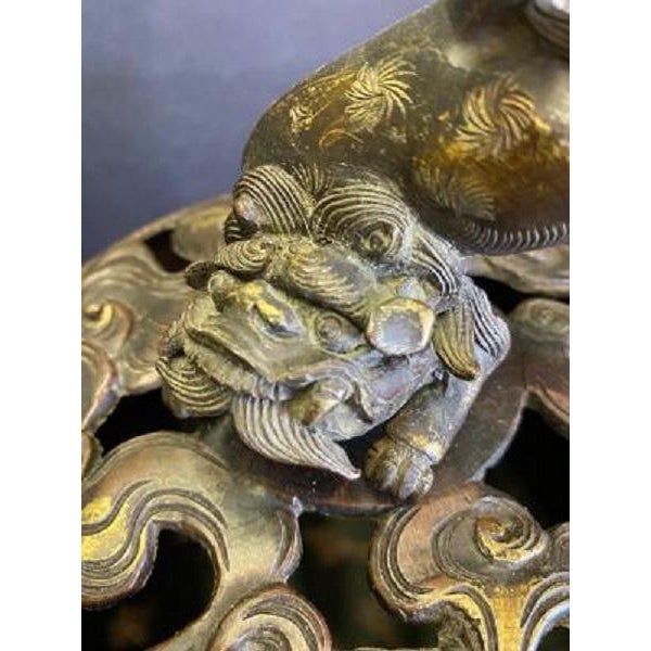 Bronze Late 19th Century Chinese Bronze Foo Dog Incense Burner For Sale - Image 8 of 10
