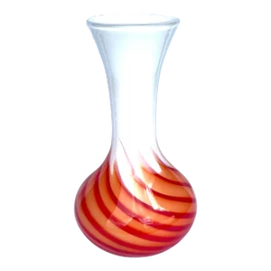Vintage Blown Glass Vase With Orange and Red Swirls