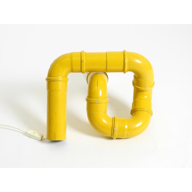 Pop Art Yellow Table Lamp with Plastic Tubing by Wavin, 1970s For Sale - Image 12 of 18
