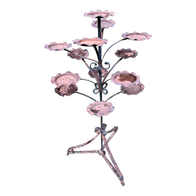 Vintage Wrought Iron Plant Stand For Sale