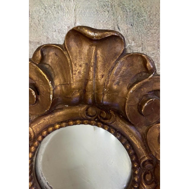 Wood Vintage Florentine Style Small Giltwood Mirror For Sale - Image 7 of 9