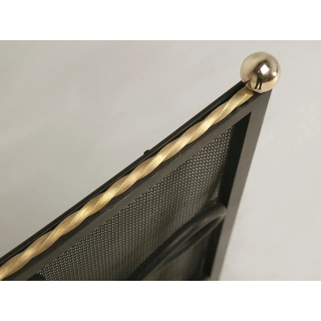 2010s Steel & Brass Fireplace Screen With Mesh For Sale - Image 5 of 9