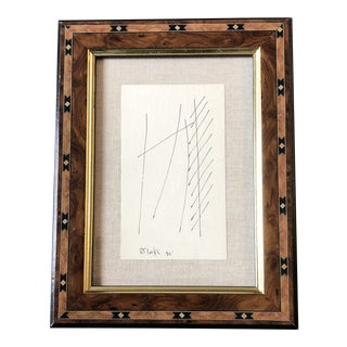 Original Vintage Robert Cooke Miniature Abstract Ink Drawing Vintage Framed For Sale