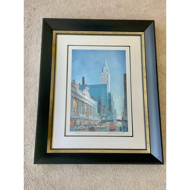 Vintage framed Seriolithograph print. Signed and numbered 1872/2250 by Alexander Chen. Features the Chrysler Building in...