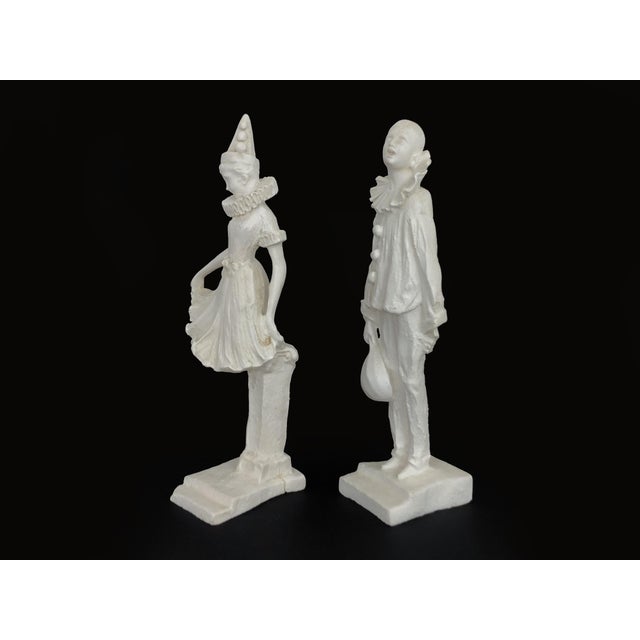 Stone Art Deco Sculptures of Pierrot and Columbine in Salt Stone, 1960s For Sale - Image 7 of 11