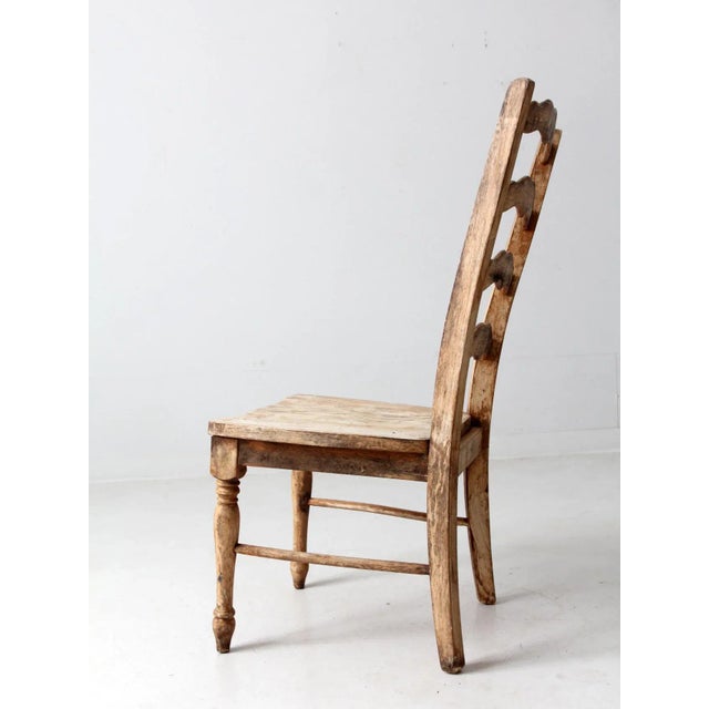 Wood Vintage Ladder Back Chair For Sale - Image 7 of 10