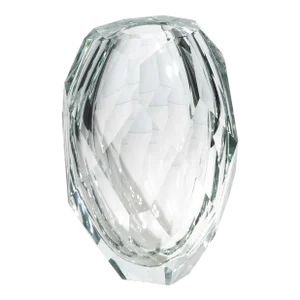 Hand Blown Murano Facet Thick Vase in Clear