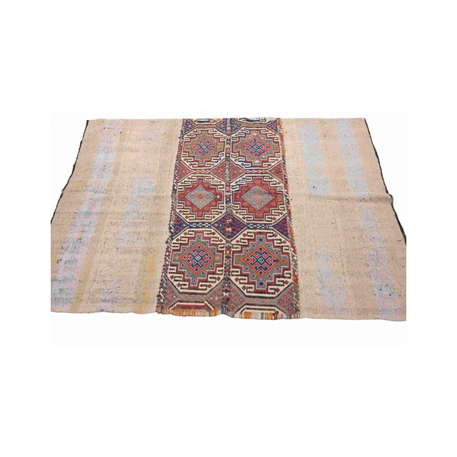 Embroidered Turkish Vintage Kilim Rug - 5`0″ X 6`1″ For Sale In Los Angeles - Image 6 of 6