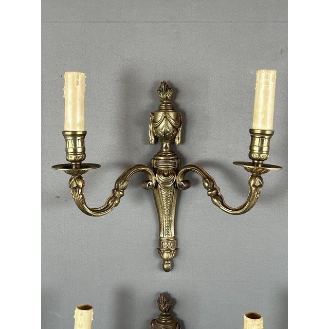 20th Century Louis XVI Bronze Wall Sconces, Set of 4 For Sale - Image 4 of 8